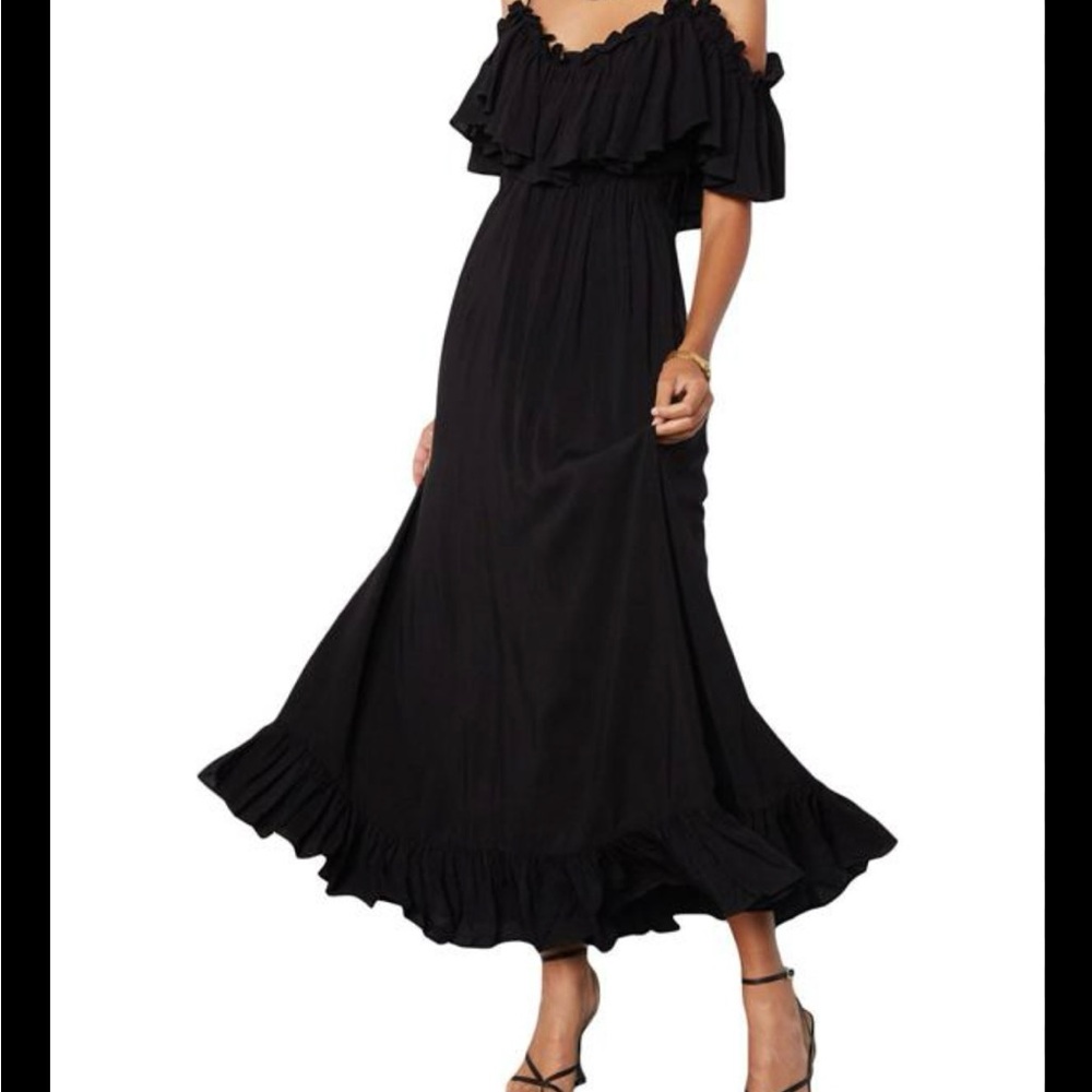 Tart Black Ruffle Maxi Dress